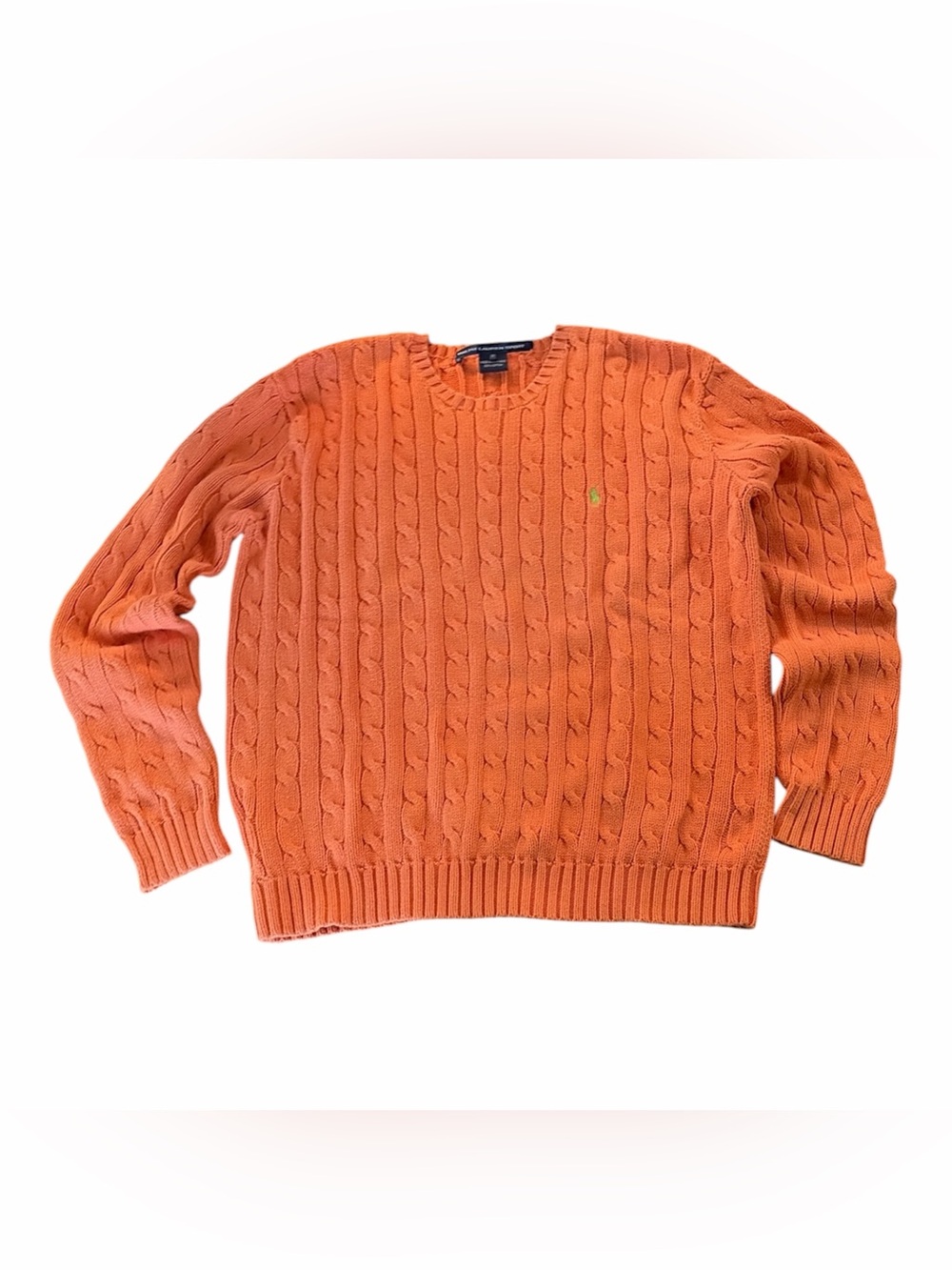 Polo by Ralph Lauren Orange Cable-Knit Crewneck Sweater
